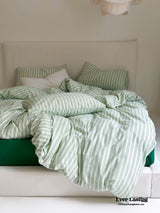 Refreshing Stripe Bedding Set / Forest Green