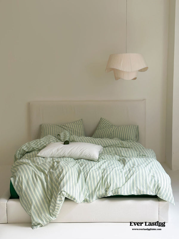 Refreshing Stripe Bedding Set / Forest Green