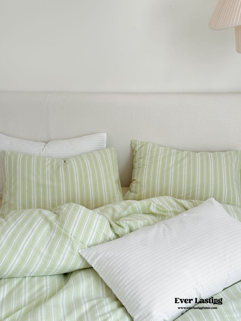 Refreshing Stripe Bedding Set / Mint Green
