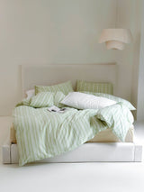 Refreshing Stripe Bedding Set / Yellow Mint Green Assorted Small Flat