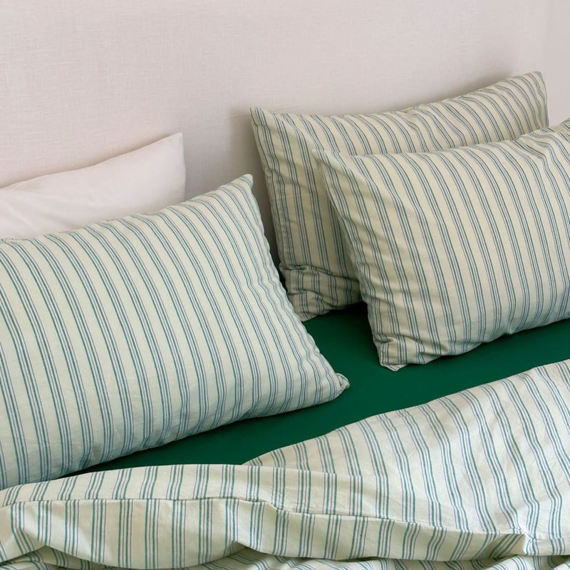 Refreshing Stripe Pillowcases / Yellow Forest Green