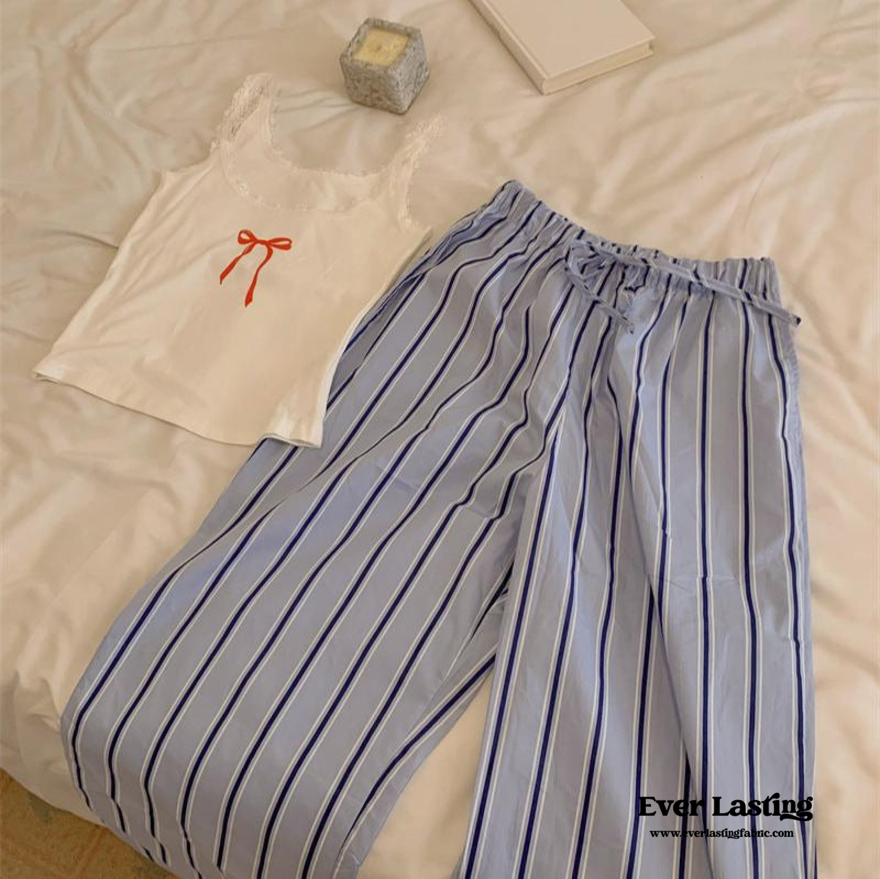 Relaxed Striped Lounge Pajama Pants / Blue