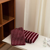 Retro Minimal Stripe Towel Face / Red
