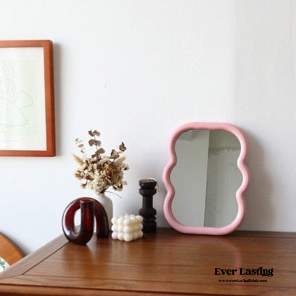 Retro Wooden Mirror / Pink