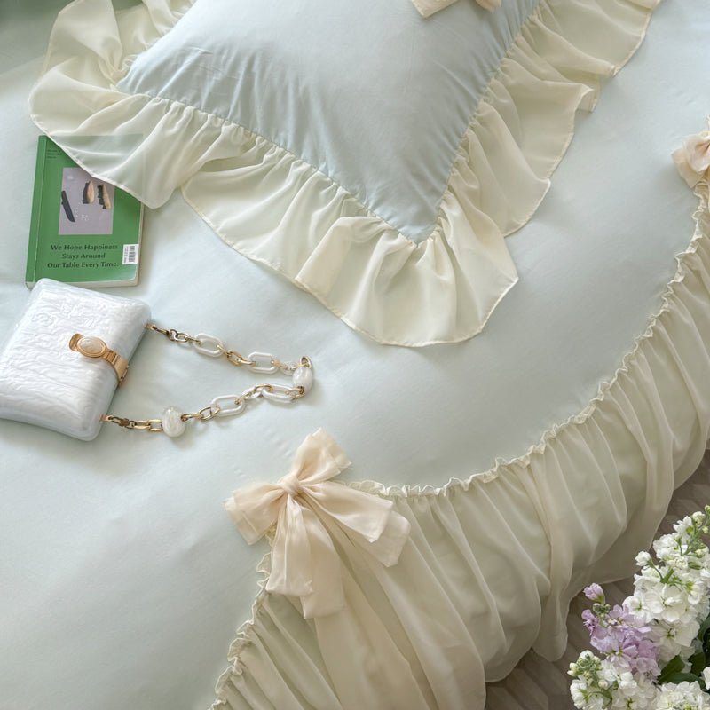  - Ever Lasting - Ribbon Bow Airy Lace Bedding Set / Baby Pink - Bedding Set - Ever Lasting