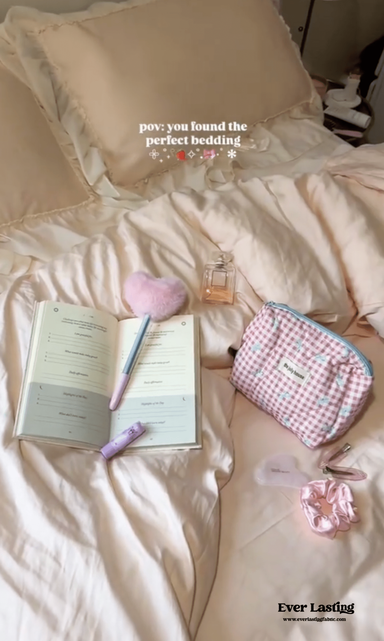  - Ever Lasting - Ribbon Bow Airy Lace Bedding Set / Baby Pink - Bedding Set - Ever Lasting