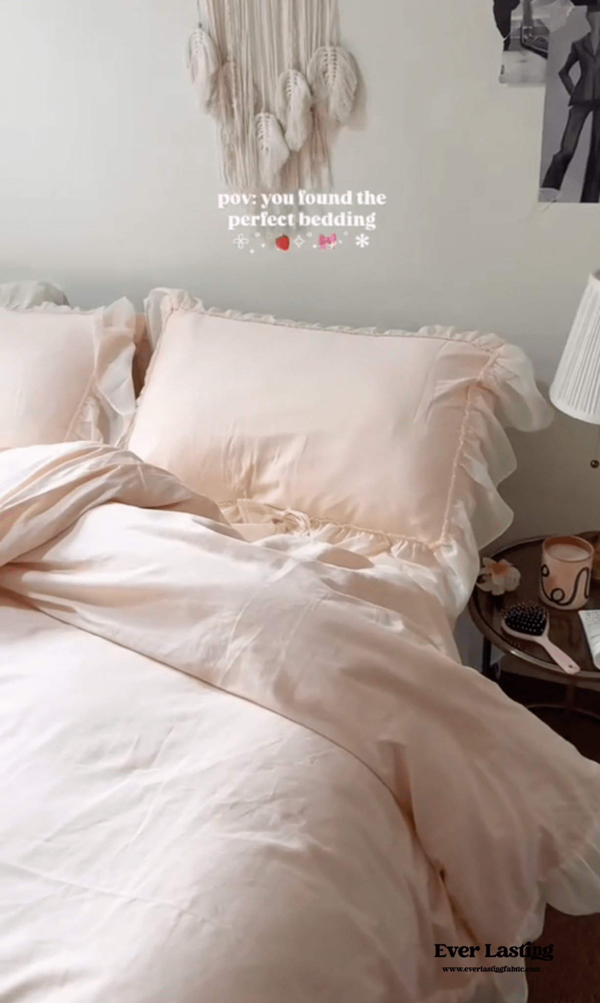  - Ever Lasting - Ribbon Bow Airy Lace Bedding Set / Baby Pink - Bedding Set - Ever Lasting