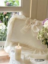Ribbon Bow Airy Lace Bedding Set / Cream White