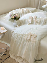 Ribbon Bow Airy Lace Blanket Comforter Set / Baby Pink Green Comforter/Blanket Only
