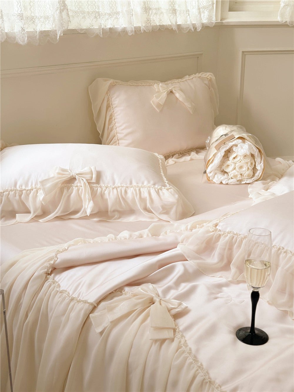  - Ever Lasting - Ribbon Bow Airy Lace Blanket Comforter Set / Baby Pink - Blankets - Ever Lasting