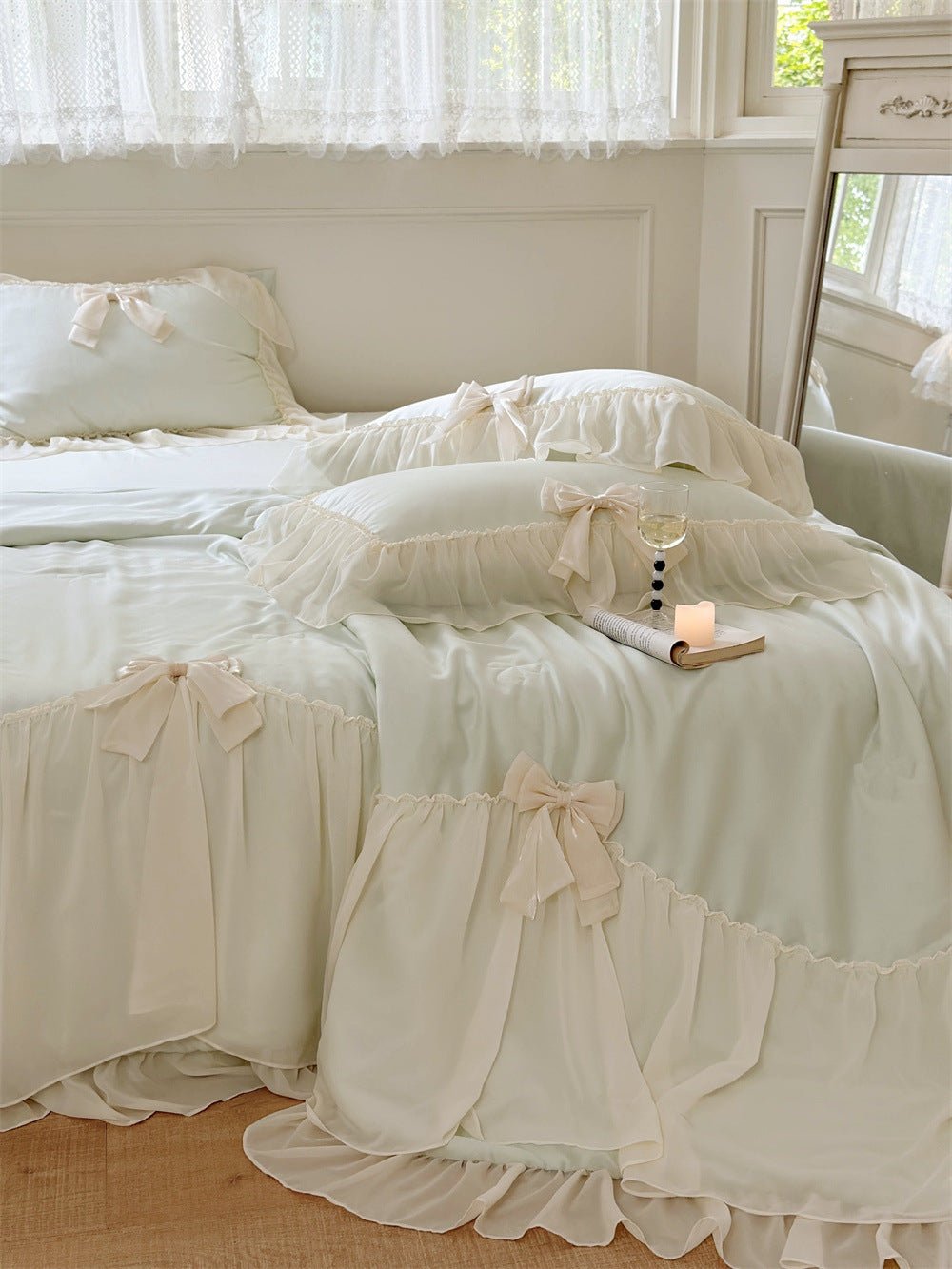  - Ever Lasting - Ribbon Bow Airy Lace Blanket Comforter Set / Baby Pink - Blankets - Ever Lasting