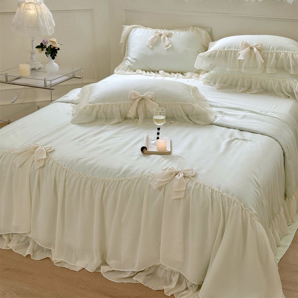  - Ever Lasting - Ribbon Bow Airy Lace Blanket Comforter Set / Baby Pink - Blankets - Ever Lasting