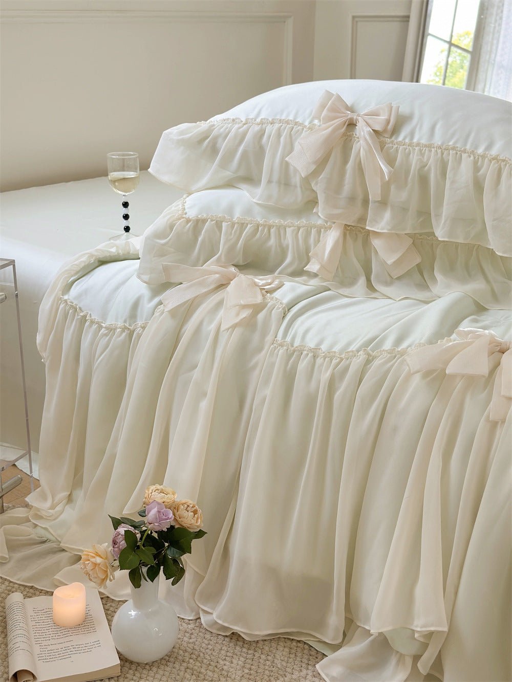  - Ever Lasting - Ribbon Bow Airy Lace Blanket Comforter Set / Baby Pink - Blankets - Ever Lasting