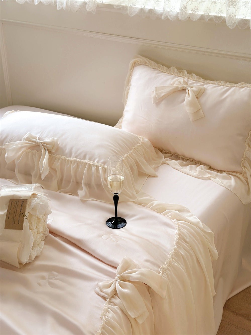 - Ever Lasting - Ribbon Bow Airy Lace Blanket Comforter Set / Baby Pink - Blankets - Ever Lasting