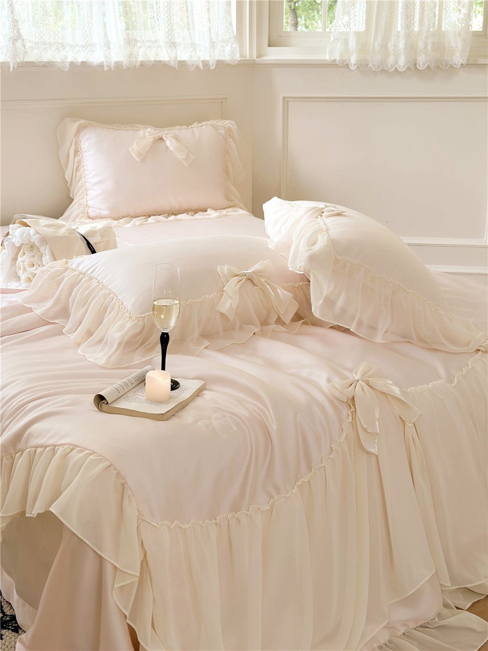  - Ever Lasting - Ribbon Bow Airy Lace Blanket Comforter Set / Baby Pink - Blankets - Ever Lasting