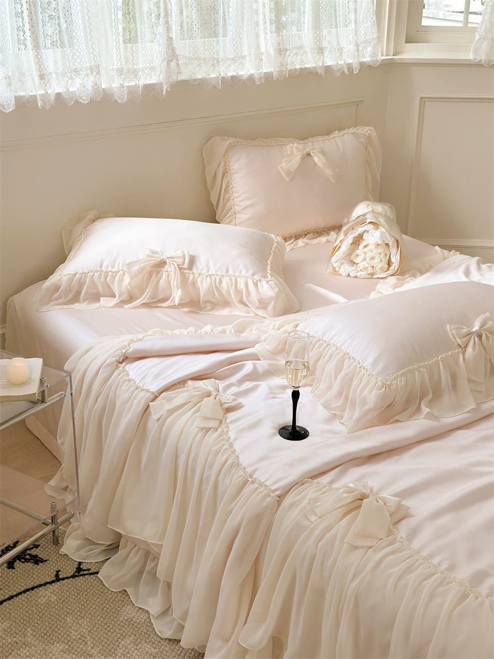  - Ever Lasting - Ribbon Bow Airy Lace Blanket Comforter Set / Baby Pink - Blankets - Ever Lasting