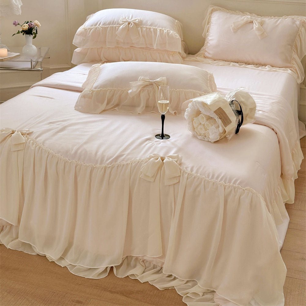  - Ever Lasting - Ribbon Bow Airy Lace Blanket Comforter Set / Baby Pink - Blankets - Ever Lasting