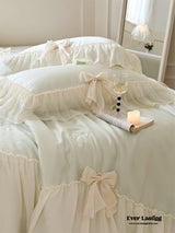 Ribbon Bow Airy Lace Blanket Comforter Set / Mint Green Blankets