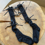Ribbon Bow Glittery Calf Crew Socks (5 Colors) Black