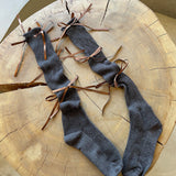 Ribbon Bow Glittery Calf Crew Socks (5 Colors) Brown