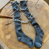 Ribbon Bow Glittery Calf Crew Socks (5 Colors) Gray