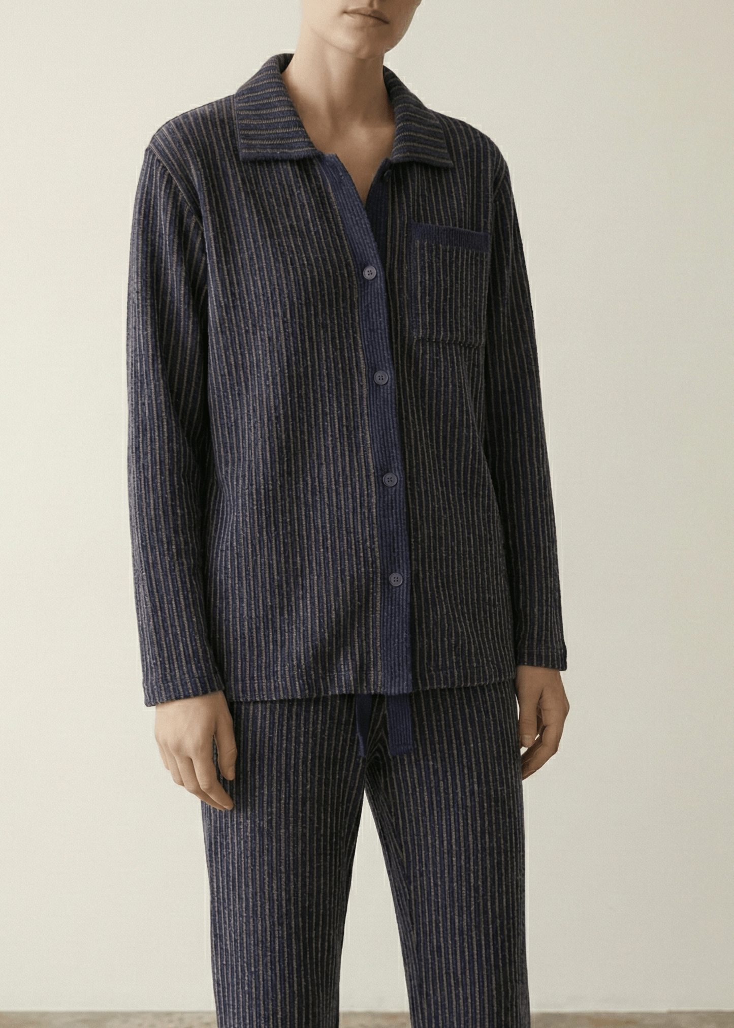  - Ever Lasting - Ridge Stripe Winter Lounge Set / Light Ivory Beige - Pajamas - Ever Lasting