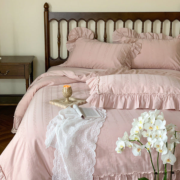 Romantic Floral Warm Tone Bedding Bundle Pink / Medium Fitted