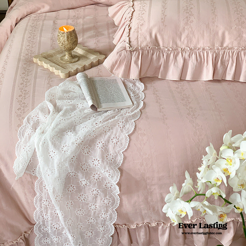 Romantic Floral Warm Tone Bedding Set / Cream White