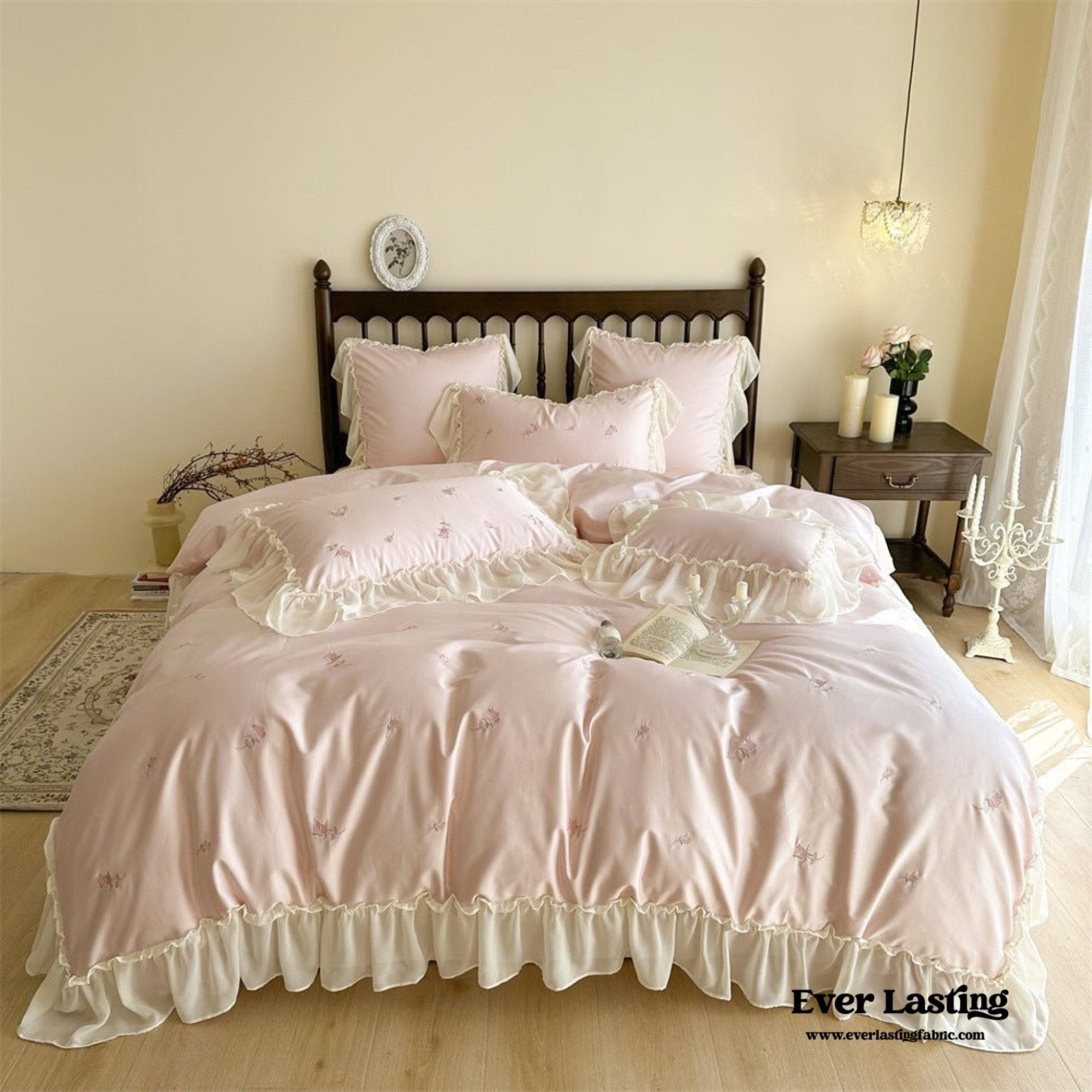 Rosalie Embroidered Cotton Ruffle Bedding Bundle - Ever Lasting