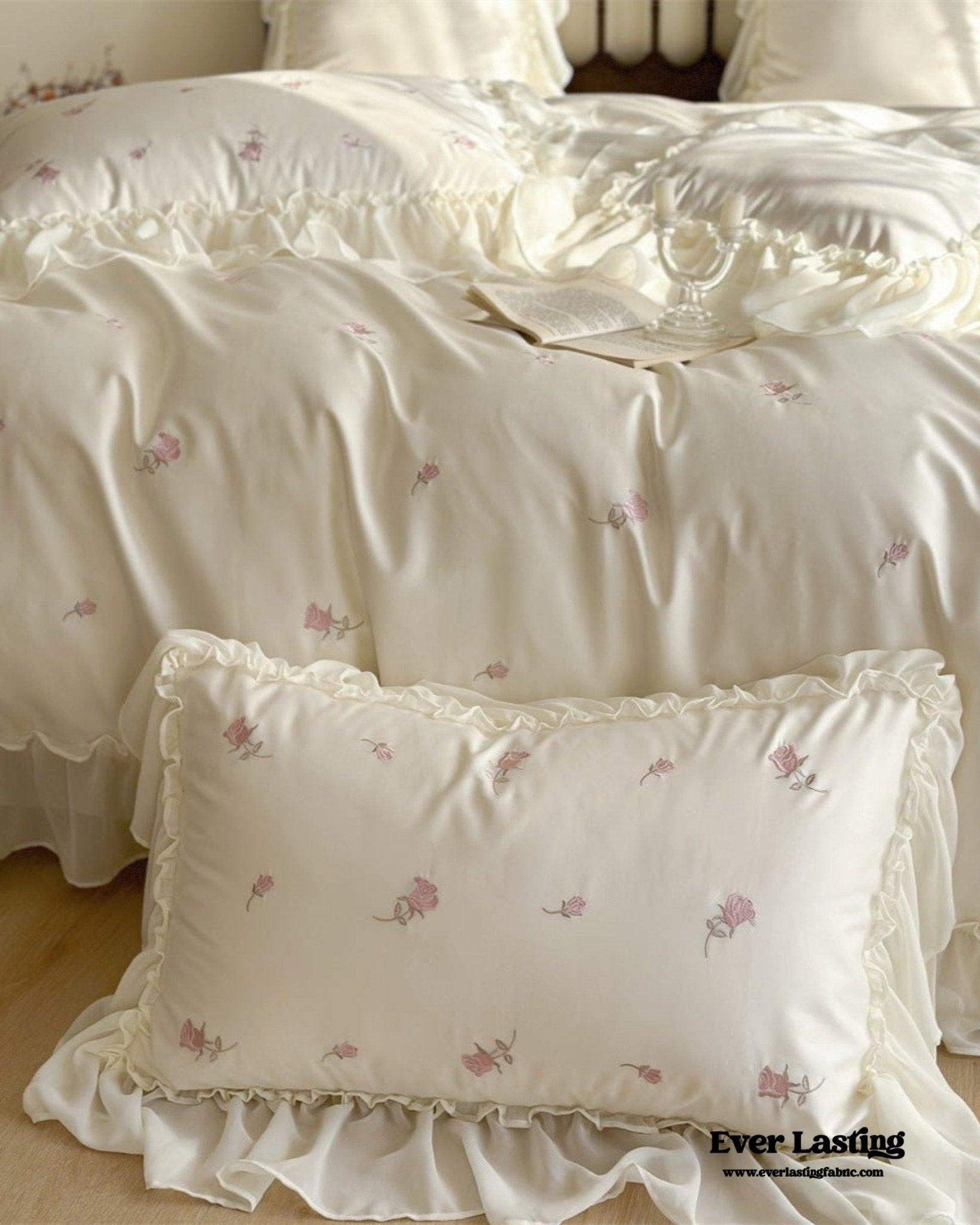 Rosalie Embroidered Cotton Ruffle Bedding Bundle - Ever Lasting