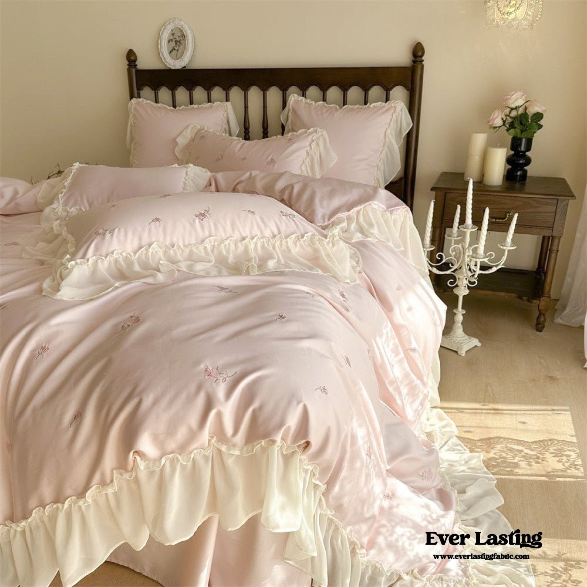 Rosalie Embroidered Cotton Ruffle Bedding Bundle - Ever Lasting