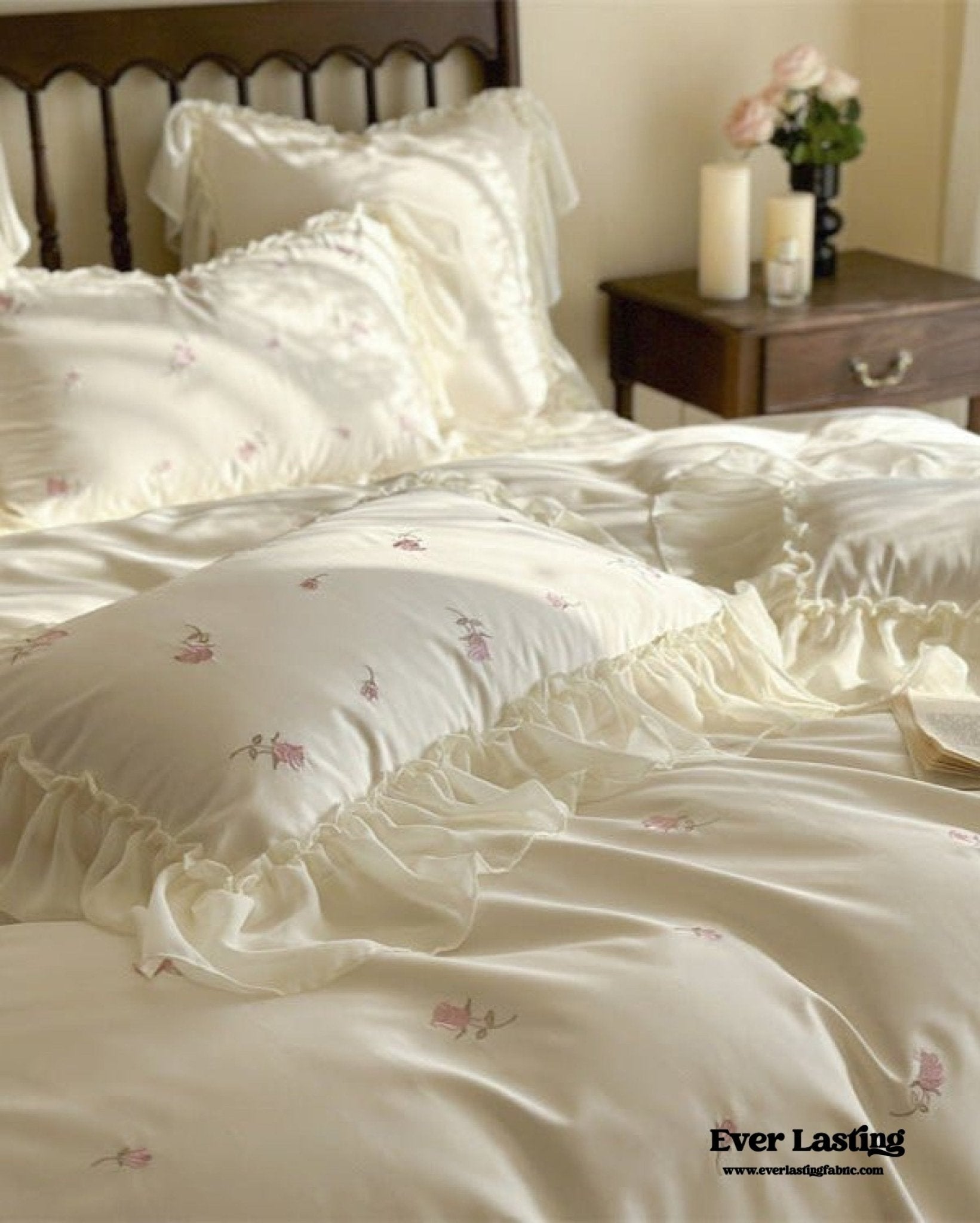 Rosalie Embroidered Cotton Ruffle Bedding Bundle - Ever Lasting