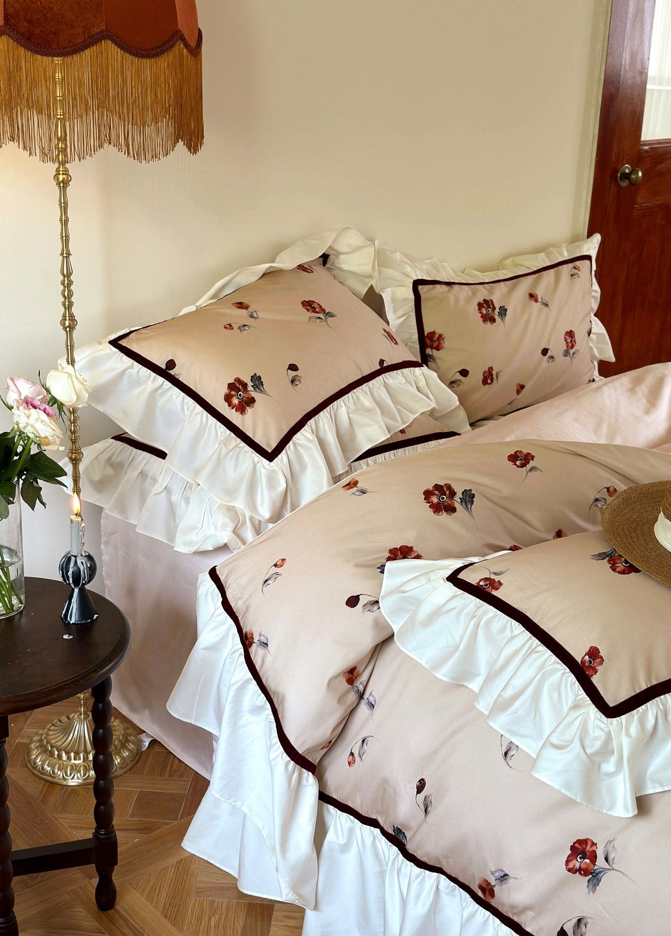  - Ever Lasting - Rosé Floral Ruffle Bedding Bundle - Bedding Bundle - Ever Lasting