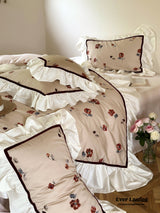 Rosé Floral Ruffle Bedding Set / Pink