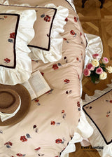 Rosé Floral Ruffle Bedding Set / Pink