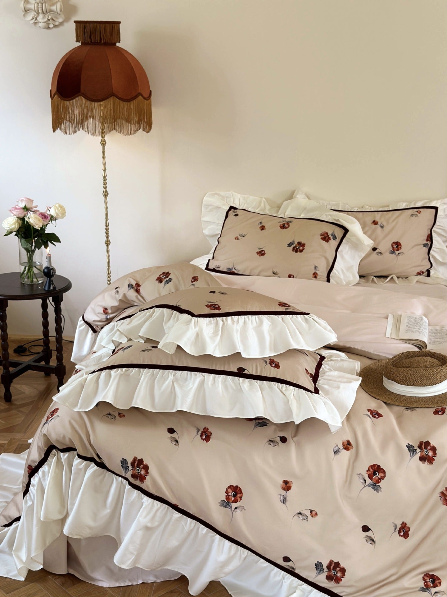  - Ever Lasting - Rosé Floral Ruffle Bedding Set / Pink - Bedding Set - Ever Lasting