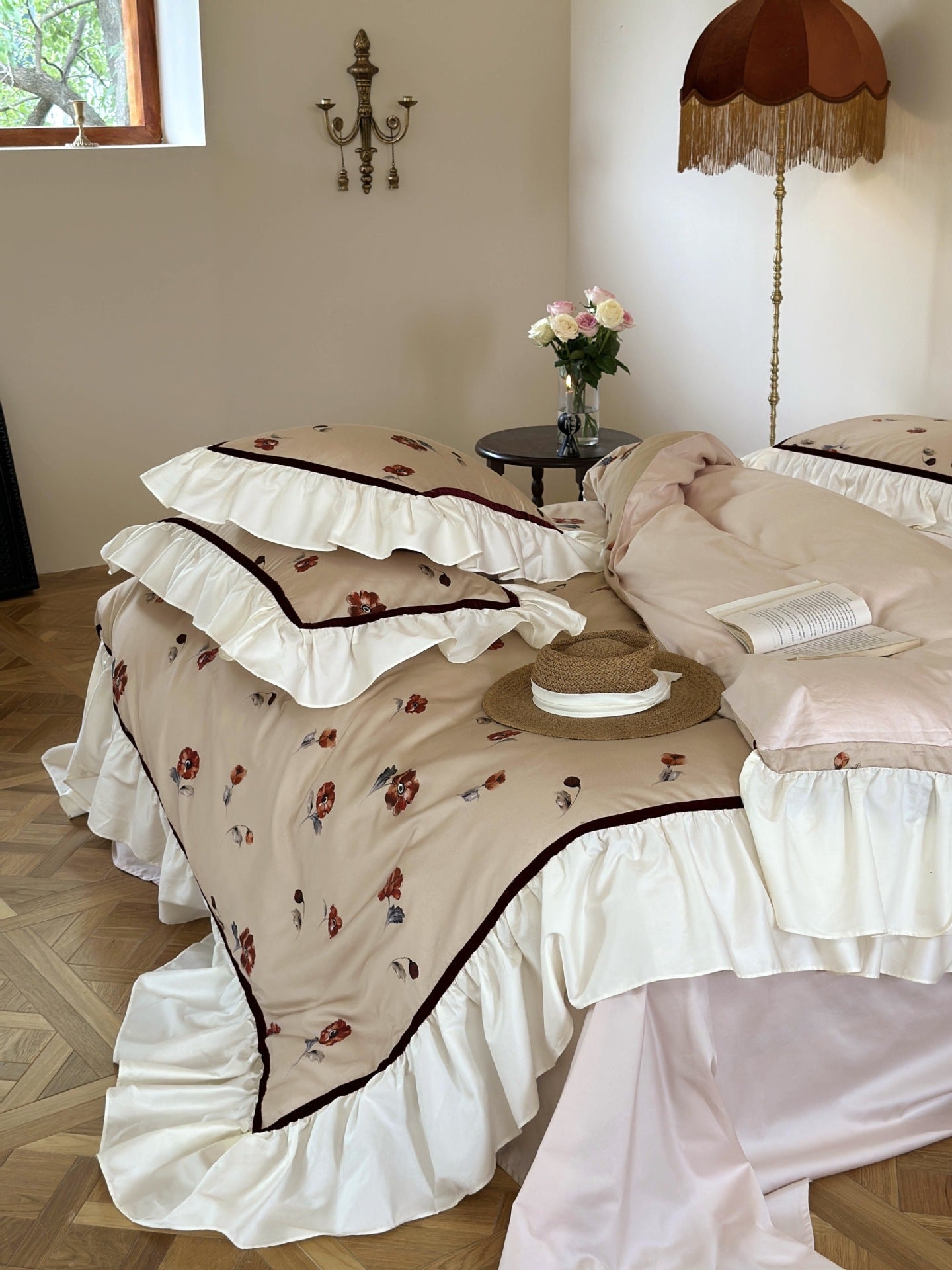  - Ever Lasting - Rosé Floral Ruffle Bedding Set / Pink - Bedding Set - Ever Lasting