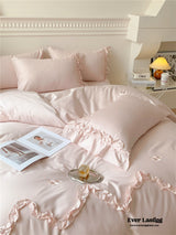 Rose Lace Embroidered Ruffle Bedding Bundle