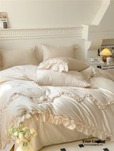 Rose Lace Embroidered Ruffle Bedding Bundle