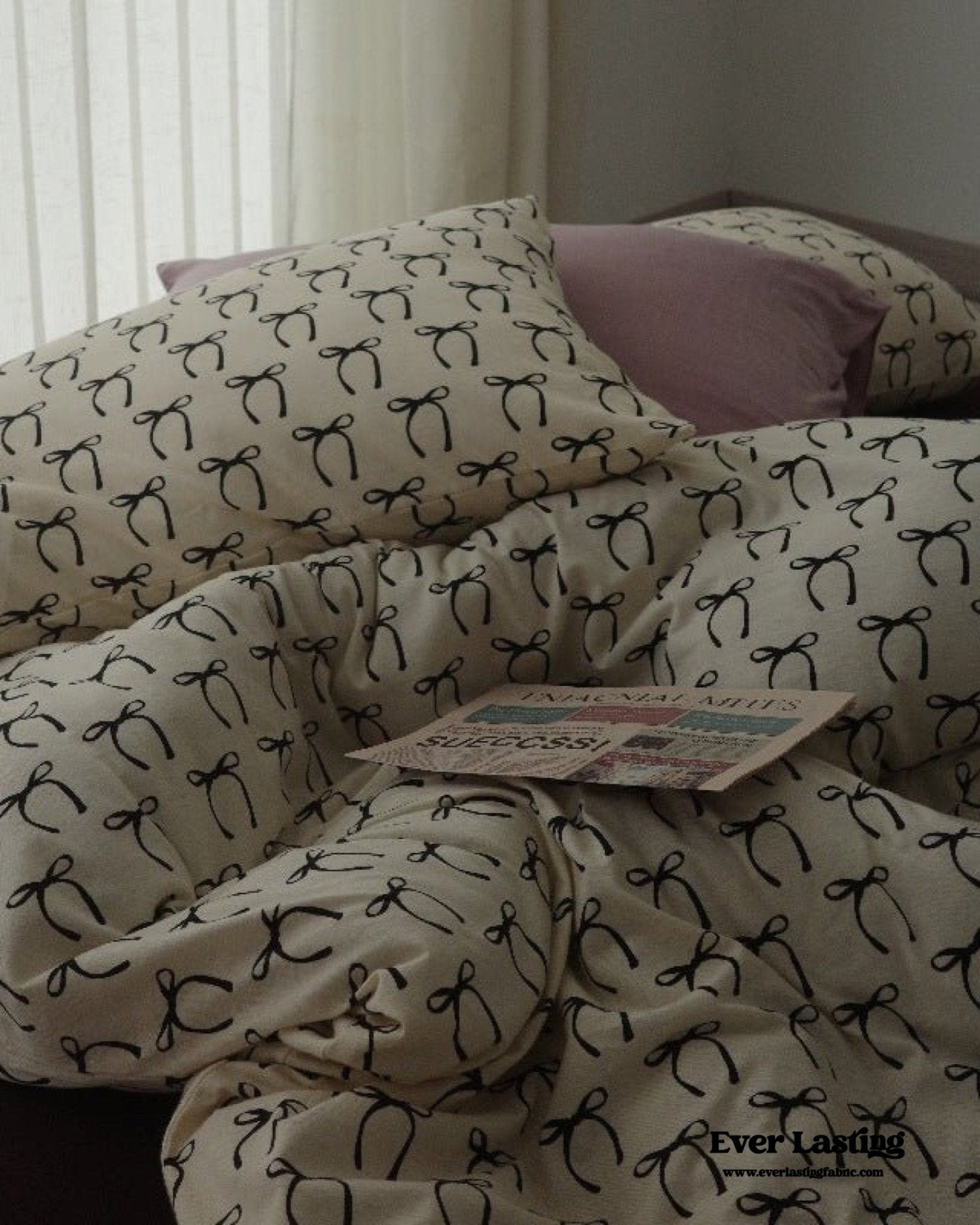 Rosemary Vintage Brown Bow Bedding Set - Ever Lasting