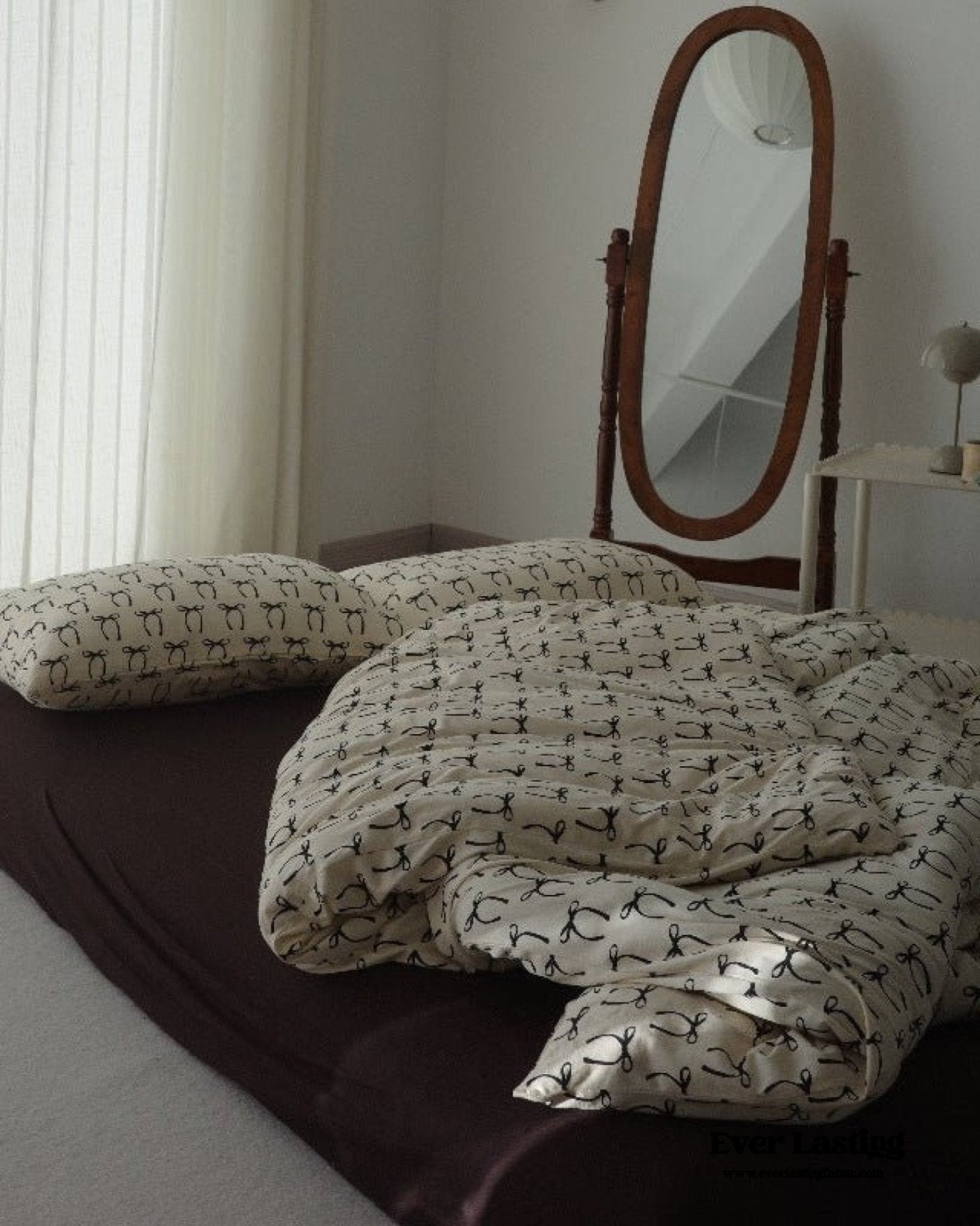 Rosemary Vintage Brown Bow Bedding Set - Ever Lasting