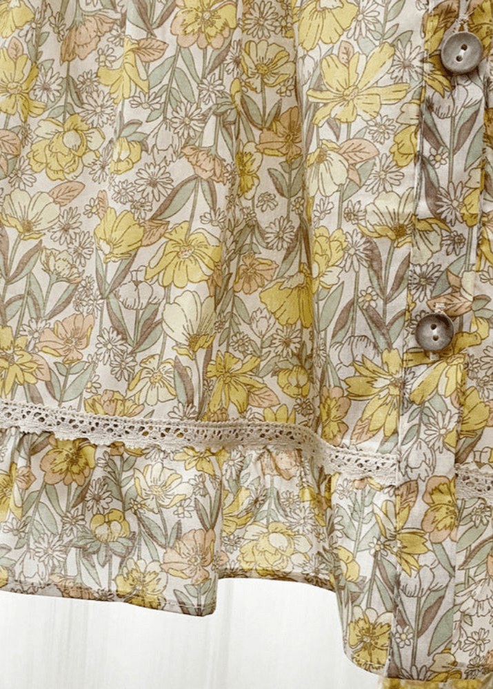 Rosie Cotton Floral Tank Pajama Set / Yellow - Ever Lasting