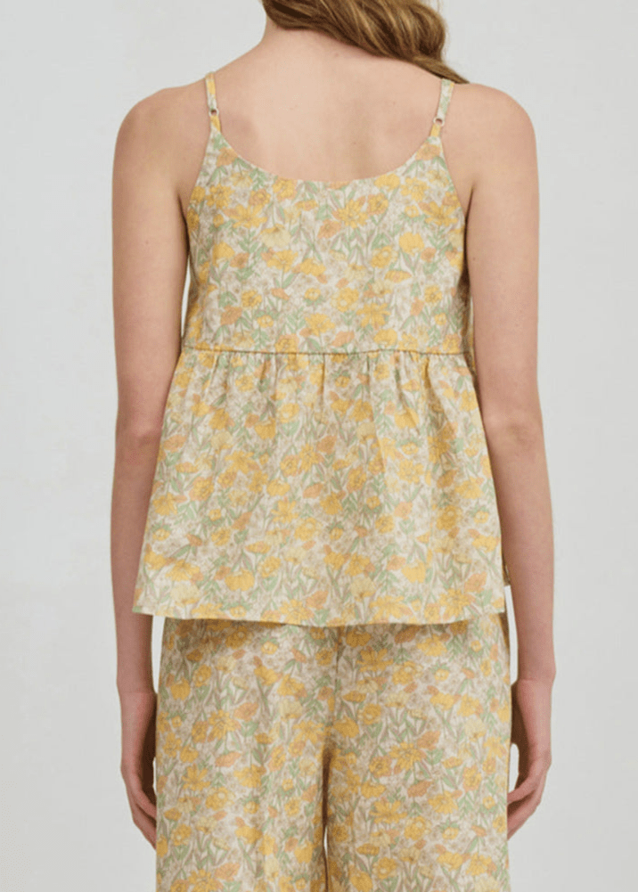 Rosie Cotton Floral Tank Pajama Set / Yellow - Ever Lasting