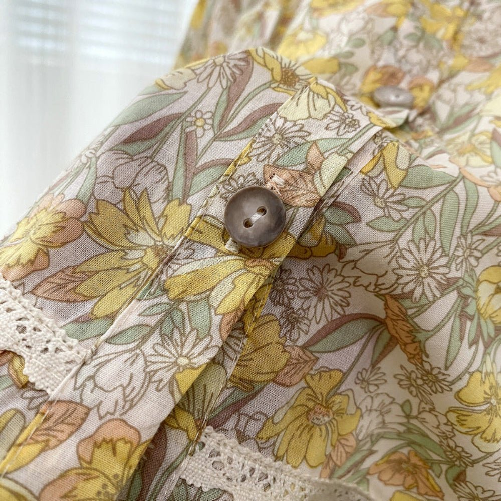 Rosie Cotton Floral Tank Pajama Set / Yellow - Ever Lasting