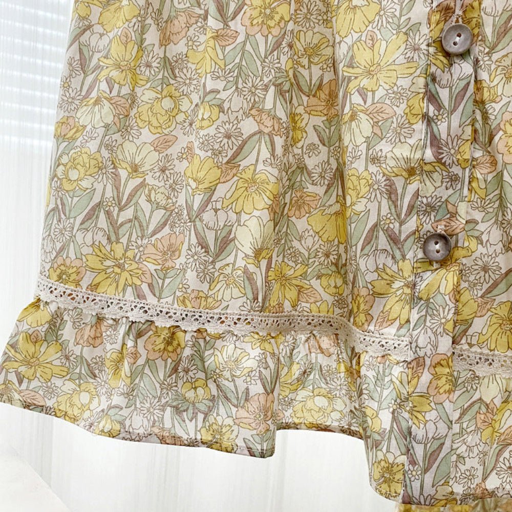 Rosie Cotton Floral Tank Pajama Set / Yellow - Ever Lasting