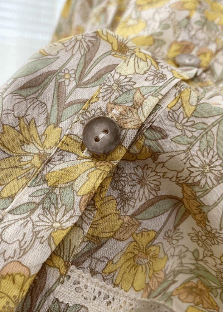 Rosie Cotton Floral Tank Pajama Set / Yellow - Ever Lasting