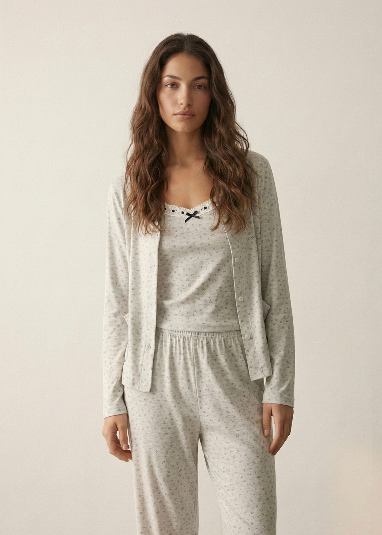  - Ever Lasting - Rosina Floral Pajama Set / Beige - Pajamas - Ever Lasting