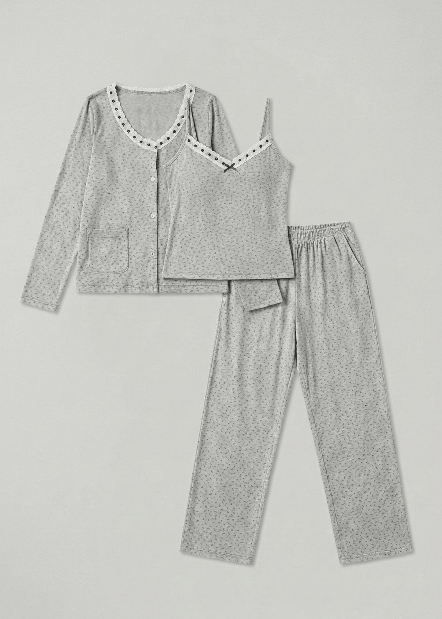  - Ever Lasting - Rosina Floral Pajama Set / Beige - Pajamas - Ever Lasting