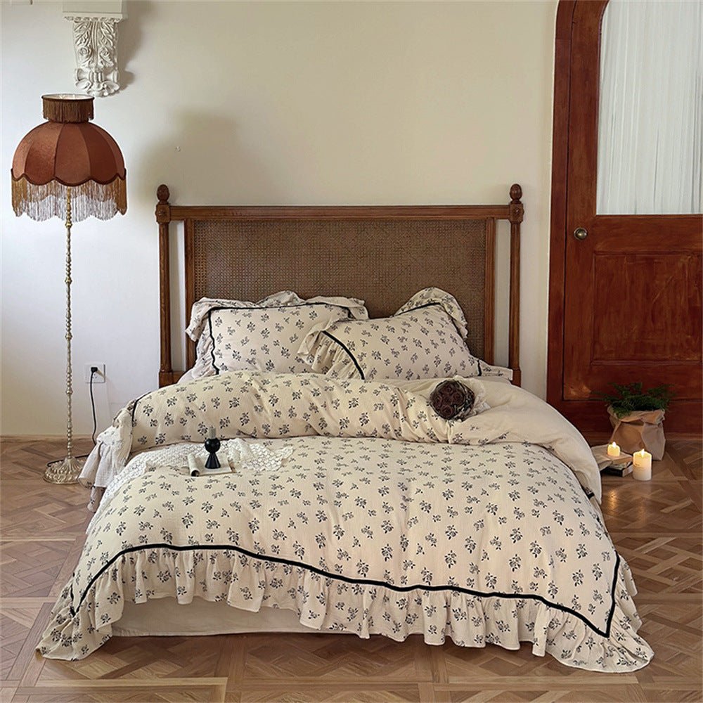  - Ever Lasting - Rosy Vintage Inspired Black Lace Floral Bedding Set - Bedding Set - Ever Lasting