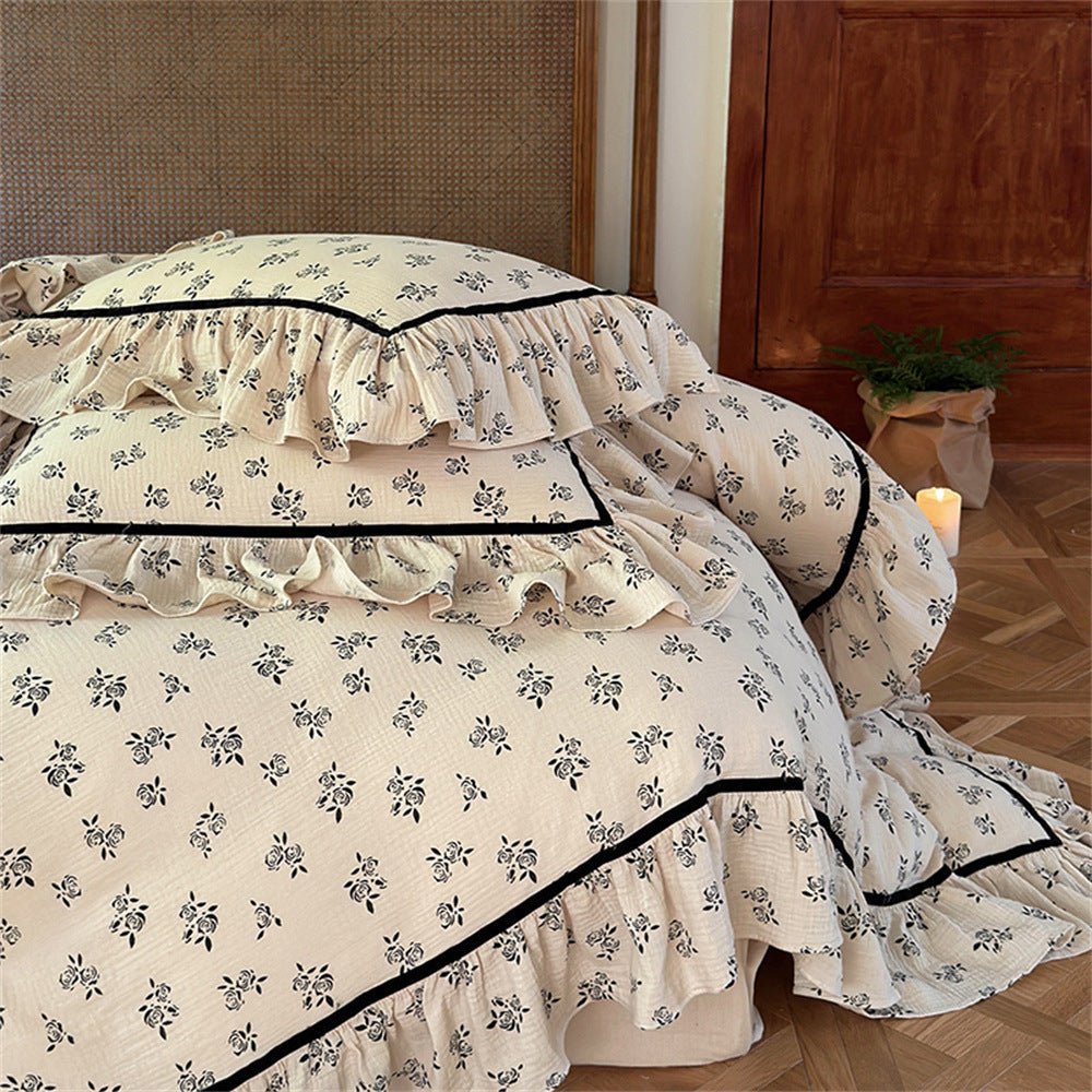  - Ever Lasting - Rosy Vintage Inspired Black Lace Floral Bedding Set - Bedding Set - Ever Lasting